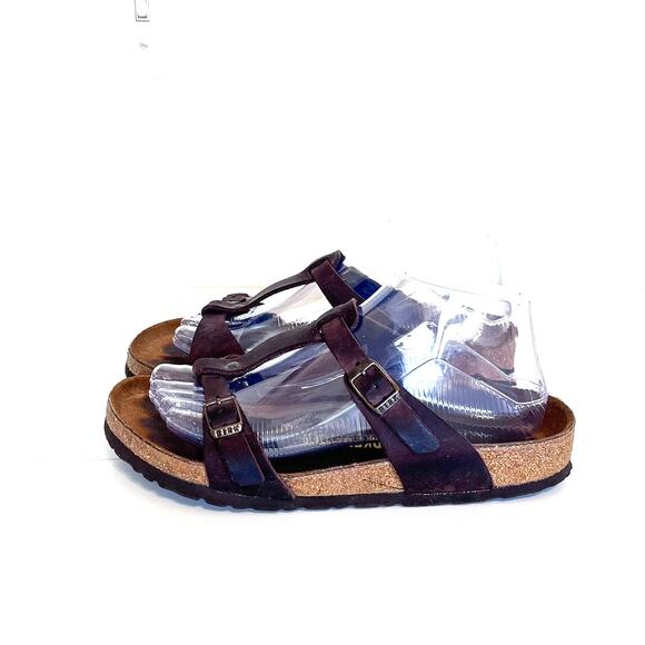 Birkenstock Larisa Slip On Womens Sandals Size 38 US 7 Brown Oiled Leather Open - Picture 3 of 10